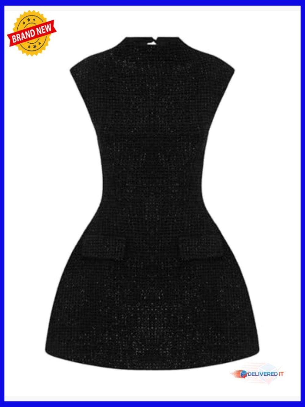 Mock Neck Cap Sleeve Cutout Backless Mini Dress High Waist A-Line Cocktail Party - Picture 6 of 6